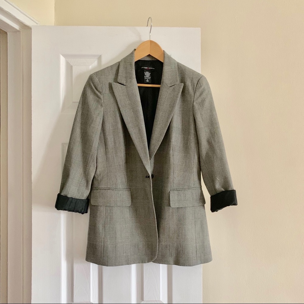 Gray plaid blazer